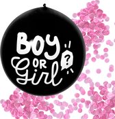 Boland - Latex confettiballon 'Boy or Girl' roze vulling - Roze - Confetti ballon