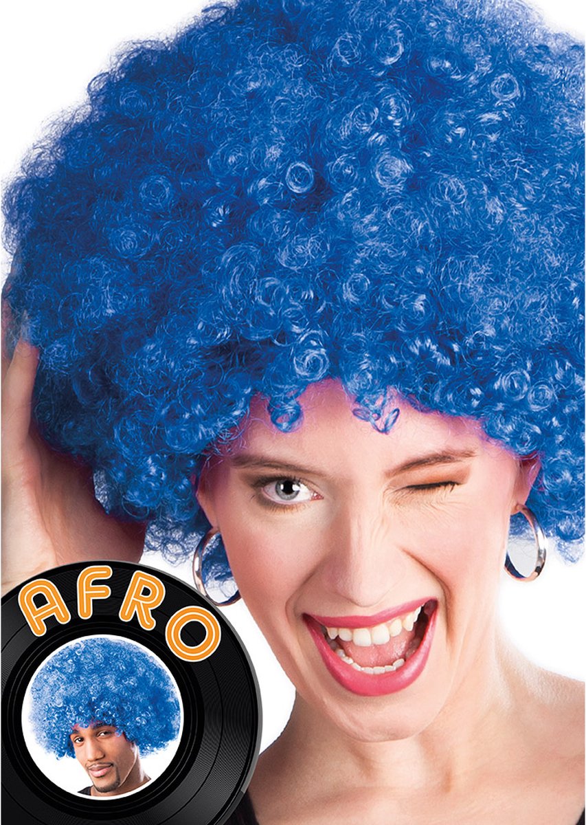 Boland - Pruik Groove blauw Blauw - Afro - Kort - Unisex - Danser/danseres - 70's, 80's & 90's - Disco — afbeelding 10