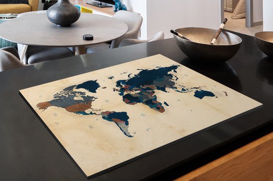 KitchenYeah® Inductie beschermer 77x51 cm - Wereldkaart - Vintage - Papyrus - Kinderen - Jongens - Meisjes - Kookplaataccessoires - Afdekplaat voor kookplaat - Inductiebeschermer - Inductiemat - Inductieplaat mat