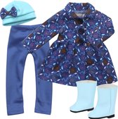 Sophia's by Teamson Kids Poppenkleding voor 38.1 cm Poppen - Jas, Leggings, Hoed en Laarzen - Poppen Accessoires - Blauw (Pop niet inbegrepen)