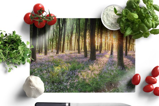 Planche à découper en Verres - 39x28 - Forêt - Fleurs - Lavande - Soleil - Violet - Nature - Planches à découper en Glas