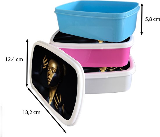 Boîte à pain Wit - Lunch box - Boîte à pain - Maquillage - Art - Femme - Luxe - Or - 18x12x6 cm - Adultes