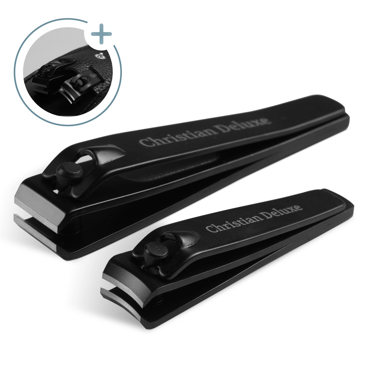 Christian Deluxe® Combo Nagelknipper Set - Zwart - Inclusief luxe opberg etui - Nagelschaar voor knippen van teennagels en vingernagels