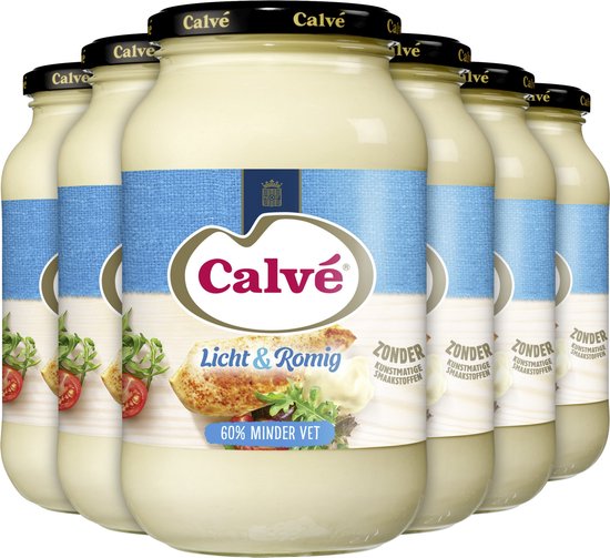 Calvé Licht & Romig Mayonaise Pot - 6 x 650 ml - Voordeelverpakking