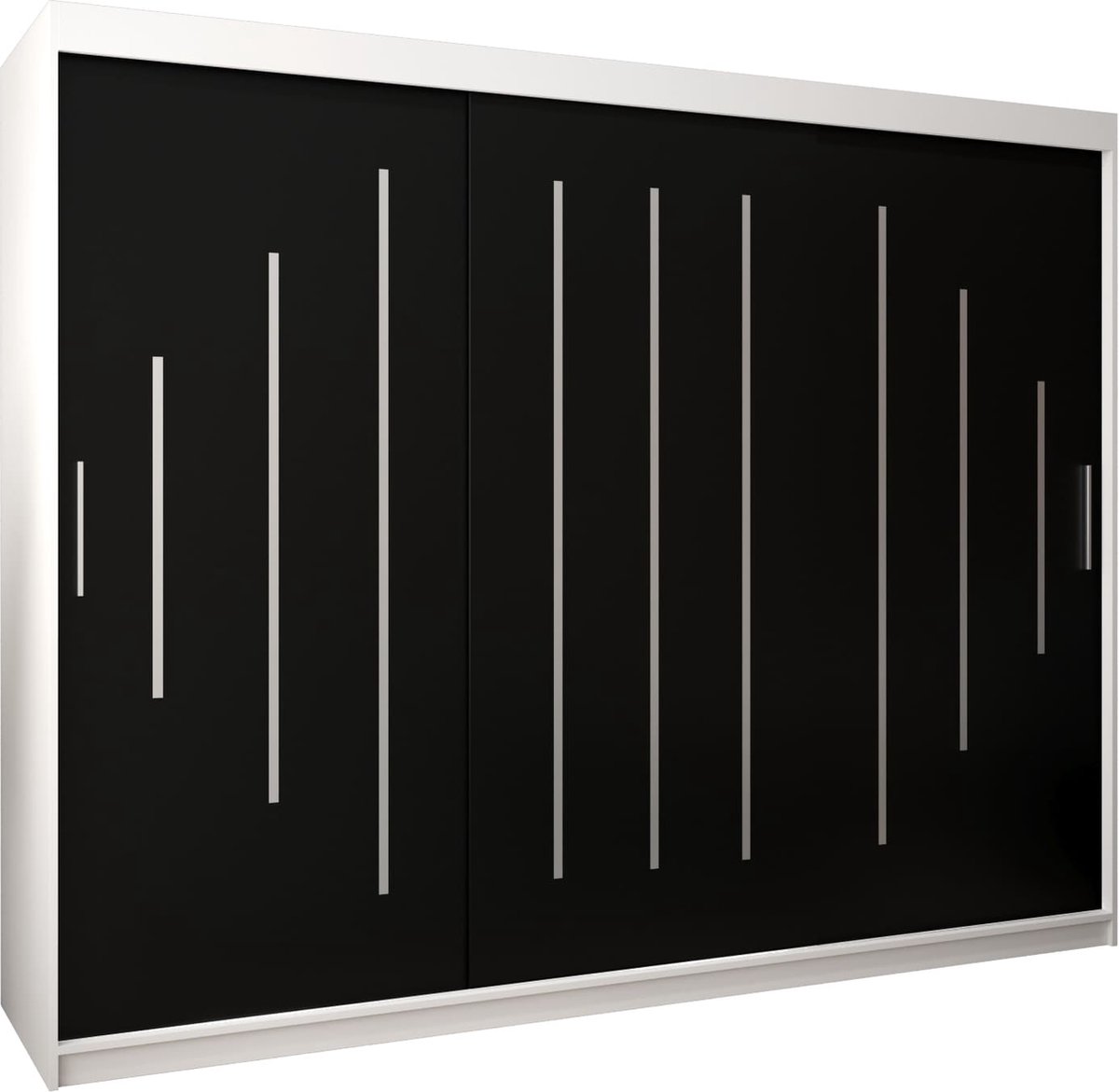 InspireME Kledingkast met 3 schuifdeuren, Modern-stijl, Een kledingkast met planken (BxHxD): 250x200x62 - MALTESE 250 Wit Mat + Zwart