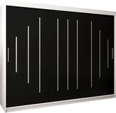 InspireMe - Kledingkast met 3 schuifdeuren, Modern-stijl, Een kledingkast met planken (BxHxD): 250x200x62 - MALTESE 250 Wit Mat + Zwart