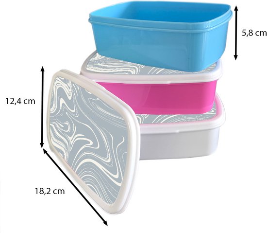 Corbeille à pain Blauw - Lunch box - Boîte à pain - Marbre - Grijs - Jaune - 18x12x6 cm - Enfants - Garçon
