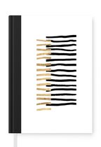 Notitieboek - Schrijfboek - Lijn - Goud - Design - Notitieboekje klein - A5 formaat - Schrijfblok