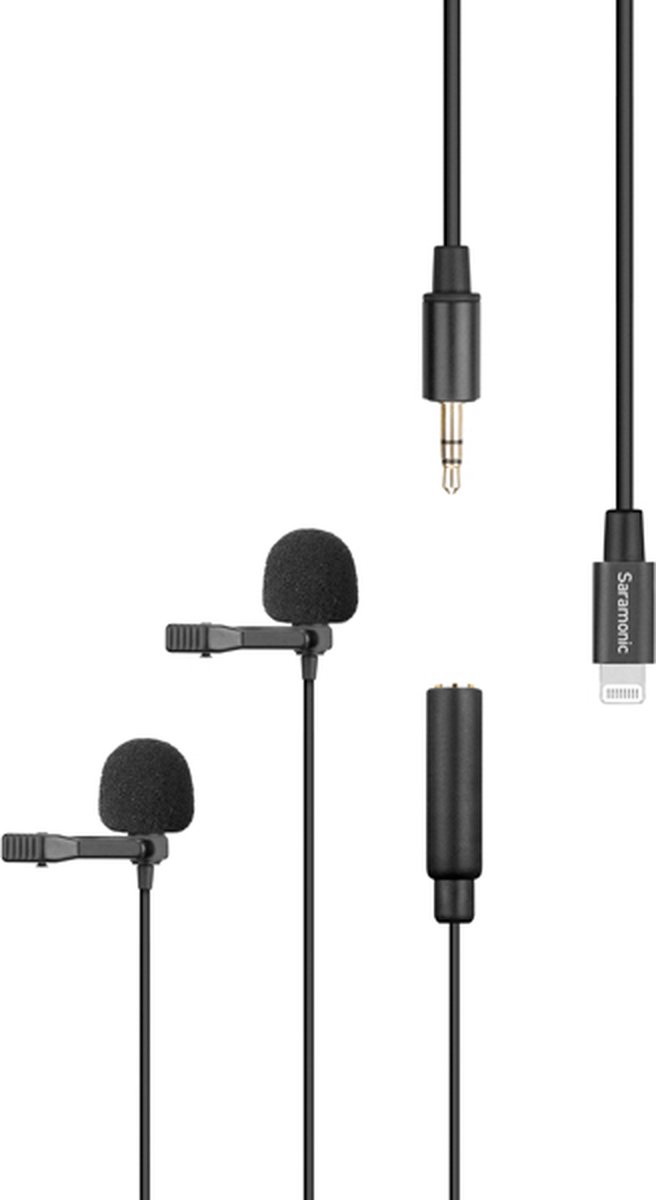 Saramonic LavMicro U1C, 2 x lavalier microfoons naar IOS/Lightning of met 3.5mm mini jack te gebruiken