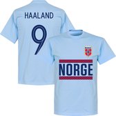 Noorwegen Haaland 9 Team T-Shirt - Lichtblauw - XL
