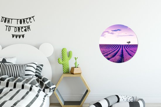 WallCircle - Papier peint cercle - Papier peint autocollant - Lavande - Arbre - Ciel - Violet - Fleurs - Papier peint cercle autocollant - 30x30 cm - Papier peint autocollant - Décoration murale ronde - Papier peint cercle
