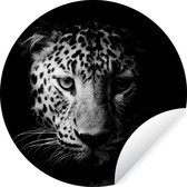Papier peint cercle - Papier peint autocollant - Panthère - Zwart - Wit - Papier peint autocollant - 80x80 cm - Papier peint cercle animaux - Papier peint cercle - Décoration murale ronde - Chambre
