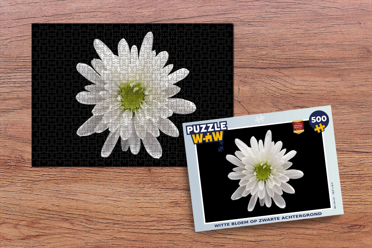 Puzzel Macro - Wit - Bloem - Legpuzzel - Puzzel 500 stukjes
