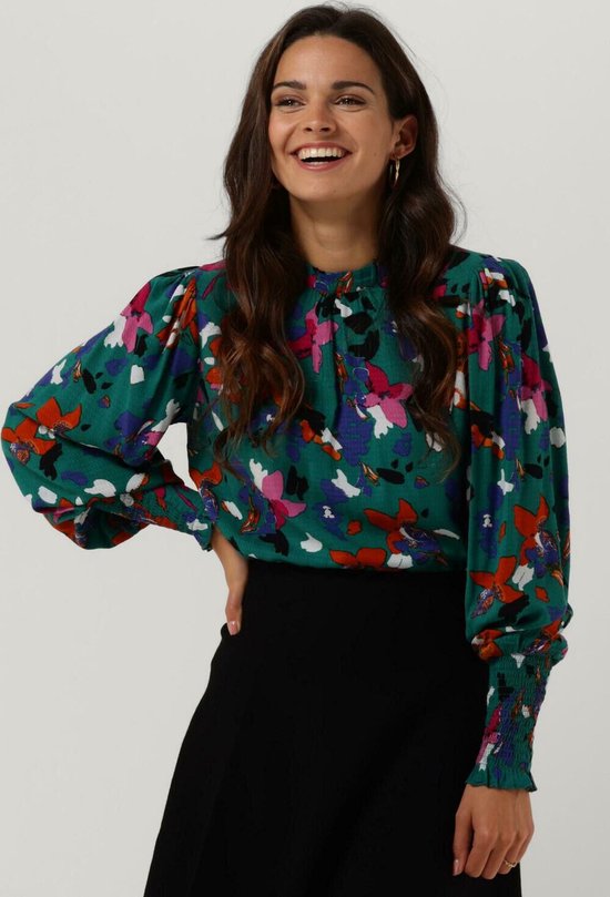 Vila Blouse met V-hals, model 'LUCY' in donkergroen online kopen | P&C