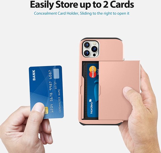 Coque arrière adaptée pour Apple iPhone 13 Pro - Rose - Hard PC - Porte-cartes