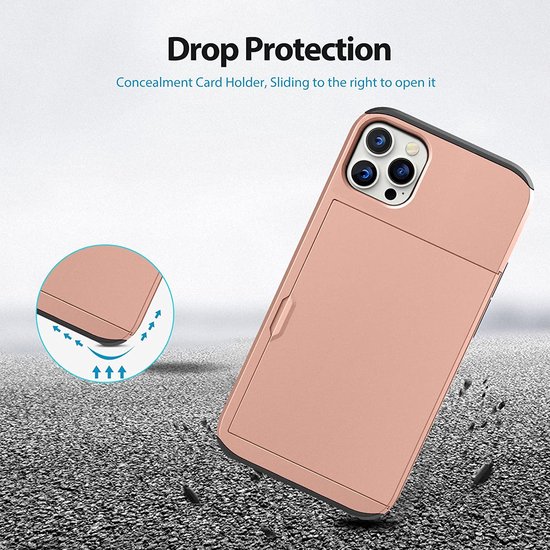 Coque arrière adaptée pour Apple iPhone 13 Pro - Rose - Hard PC - Porte-cartes