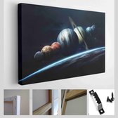 Aarde, Mars en anderen. Science fiction ruimtebehang, ongelooflijk mooie planeten van het zonnestelsel - Modern Art Canvas - Horizontaal - 647064397 - 150*110 Horizontal