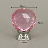 3 Pièces Bouton de Meuble Cristal - Rose & Argent - 4.2*3.2 cm - Poignée de Meuble - Bouton pour Armoire, Porte, Tiroir, Armoire de Cuisine