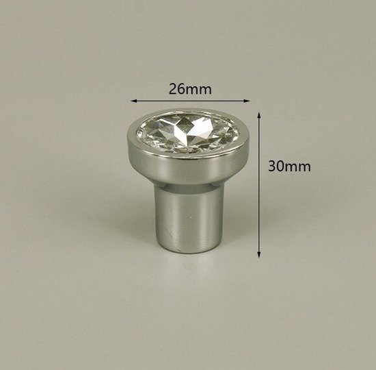 3 Pièces Bouton de Meuble Cristal - Transparent & Argent - 3*2.6 cm - Poignée de Meuble - Bouton pour Armoire, Porte, Tiroir, Armoire de Cuisine