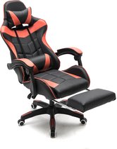 Gamestoel voetsteun Cyclone tieners - bureaustoel - racing gaming stoel - rood zwart