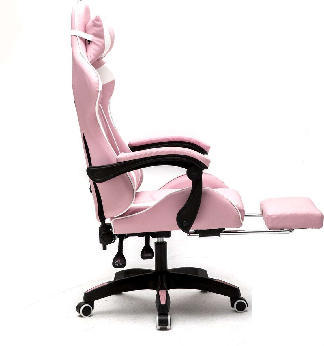 VDD Gaming - Game stoel - Gaming - Bureaustoel - Gamestoel Roze - Met Nekkussen & Verstelbaar Rugkussen - Silicone Game Stoel - Draaistoel - Ergonomische Game Stoel - Gamestoelen - Hoogte Verstelbaar - Roze & Wit – foto 8