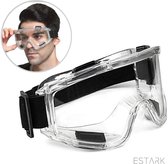 ESTARK® Veiligheidsbril Transparant - Professioneel - LichtGewicht - Polycarbonaat - CE gekeurd - Vuurwerkbril - Beschermbril - Veiligheidbril - Veiligheid Bril - Oogbeschermer - Spatbril - Stofbril - Overzetbril - Aanspanbaar (Zwart)