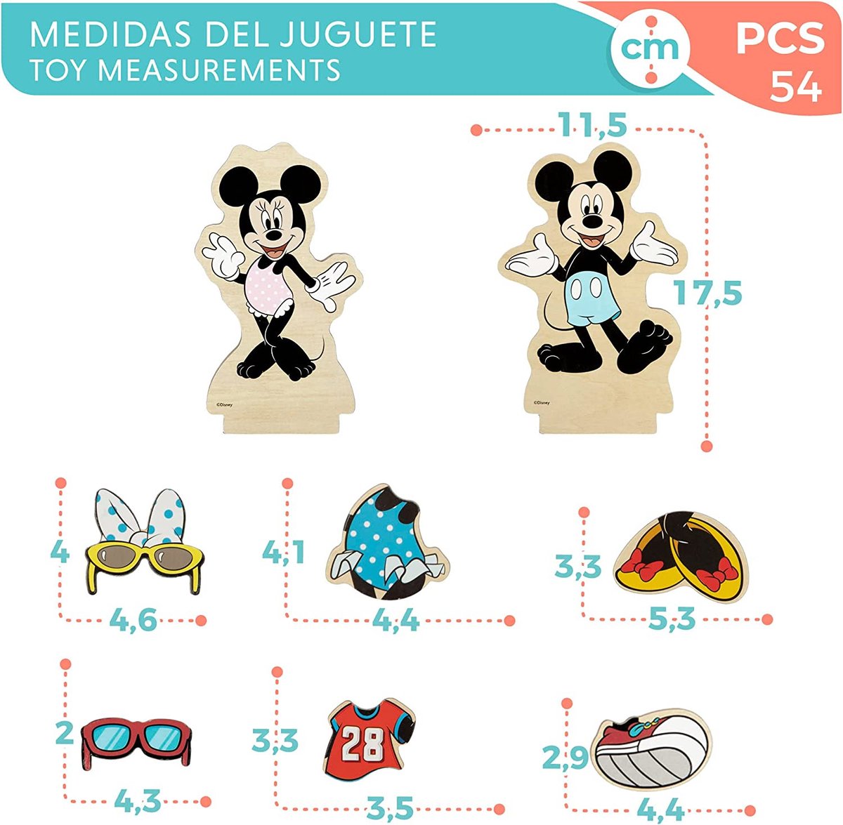 Colorbaby woomax disney kledingspel van hout magne 34 x 28 cm