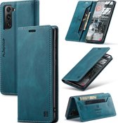 Luxe Flip Case met RFID Bescherming Kaarthouder en Magneetsluiting voor Samsung Galaxy S21 FE 5G _ Blauw