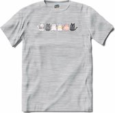 Katten vrienden - T-Shirt - Heren - Donker Grijs - Gemêleerd - Maat 4XL