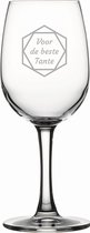 Gegraveerde witte wijnglas 26cl voor de beste Tante in hexagon