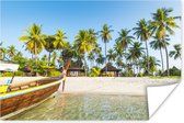 Boot bij een tropisch strand in het Aziatische Thailand Poster 60x40 cm - Foto print op Poster (wanddecoratie woonkamer / slaapkamer) / Landschappen Poster / Zee en Strand