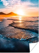 Affiche Coucher de Soleil - Mer - Berg - Horizon - Paysage - Blauw - 120x160 cm XXL