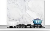 Spatscherm keuken 100x65 cm - Kookplaat achterwand Marmer - Wit - Grijs - Luxe - Marmerlook - Steen - Muurbeschermer - Spatwand fornuis - Hoogwaardig aluminium