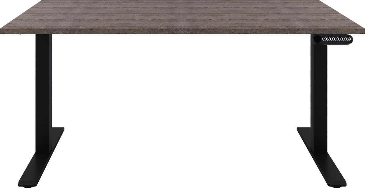Zit sta Bureau  Verstelbaar bureau  160 x 80  Logan eiken  Zwart onderstel-- blad- onderstel- x80