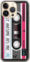 iPhone 13 Pro hoesje siliconen - Cassette - Print - Zwart - Apple Soft Case Telefoonhoesje - TPU Back Cover - Casevibes