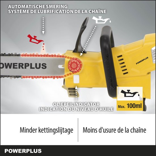 Powerplus - POWXG1032 - Kettingzaag - 900W - 300mm zwaard - Auto. smering - Incl. ketting & zwaard. van Powerplus — afbeelding 4