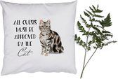 Sierkussens - Kussentjes Woonkamer - 40x40 cm - Spreuken - Kat - Quotes - All guests must be approved by the cat