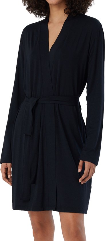 SCHIESSER Essentials badjas - dames kamerjas modal zwart - Maat: XL