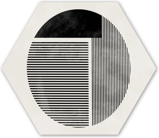 Hexagon wanddecoratie - Kunststof Wanddecoratie - Hexagon Schilderij - Minimalisme - Cirkel - Design - 75x65 cm
