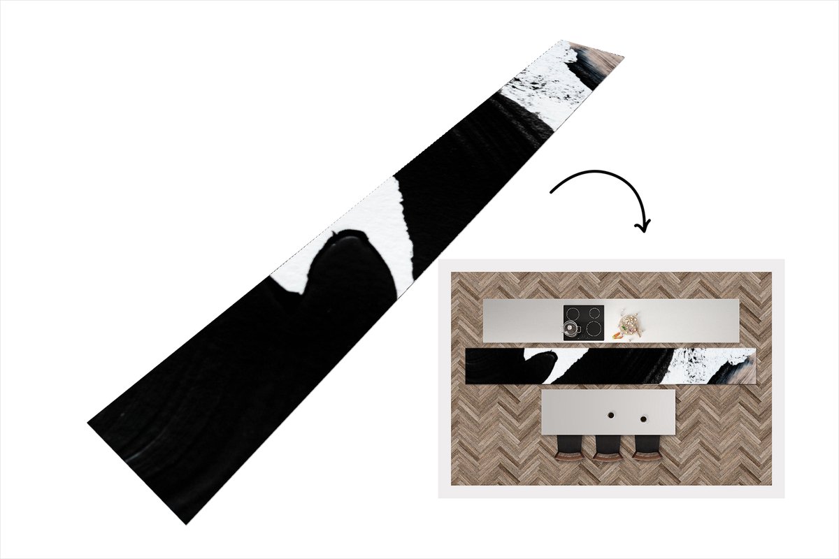 KitchenYeah Keukenloper - Loper keuken - Zwart - Abstract - Design - Keukenloper vinyl, foto 3