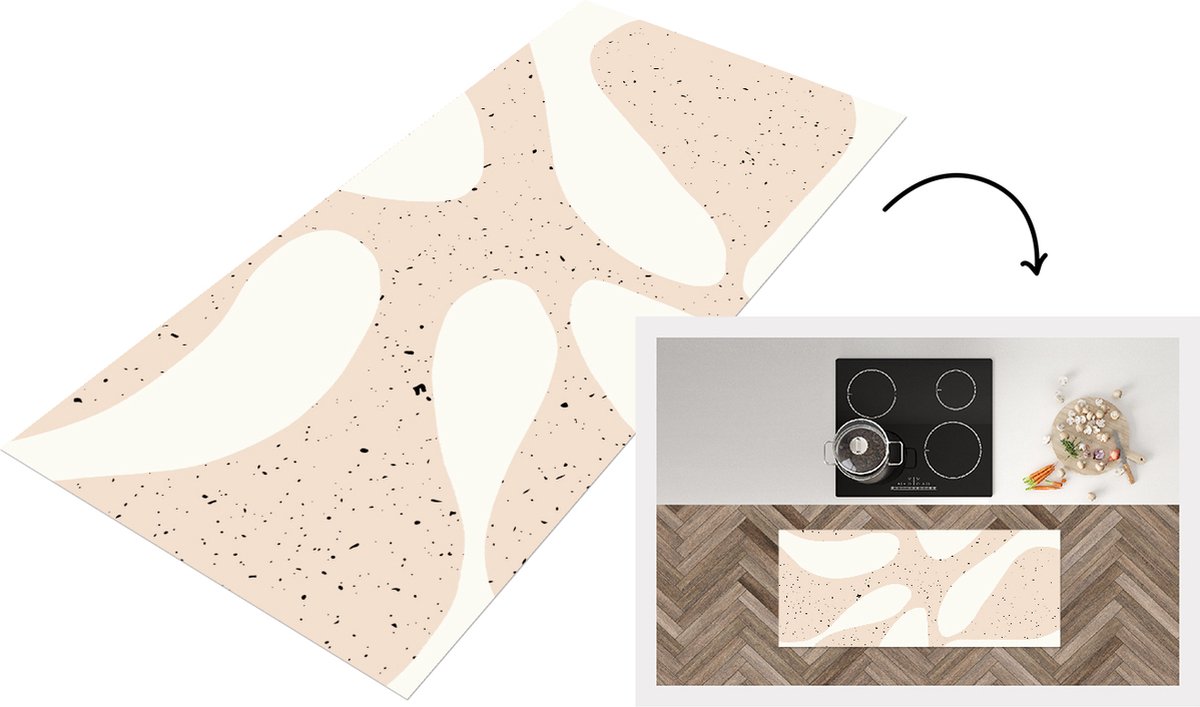 KitchenYeah Keukenloper - Loper keuken - Planten - Abstract - Roze - Pastel - 120x50 cm - Keukenloper vinyl Multicolor