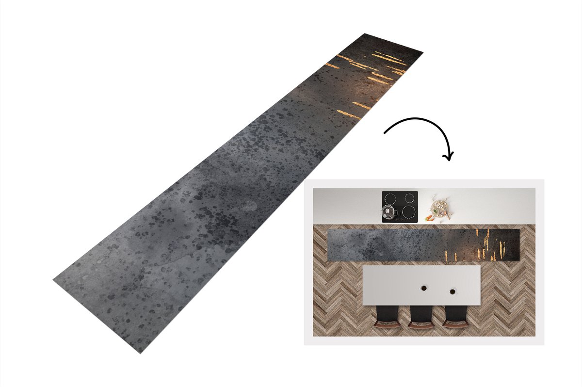 KitchenYeah Keukenloper - Loper keuken - Abstract - Goud - Design - Keukenloper vinyl, foto 3