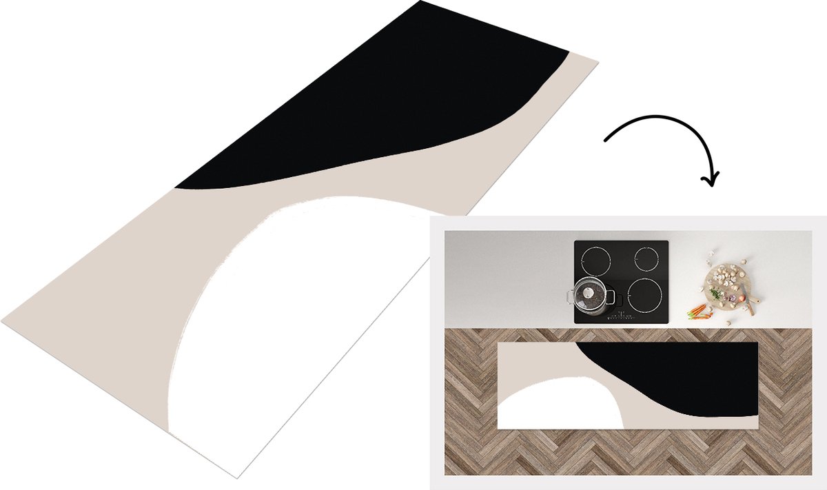 KitchenYeah Keukenloper - Loper keuken - Vormen - Abstract - Design - 180x60 cm - Keukenloper vinyl Multicolor