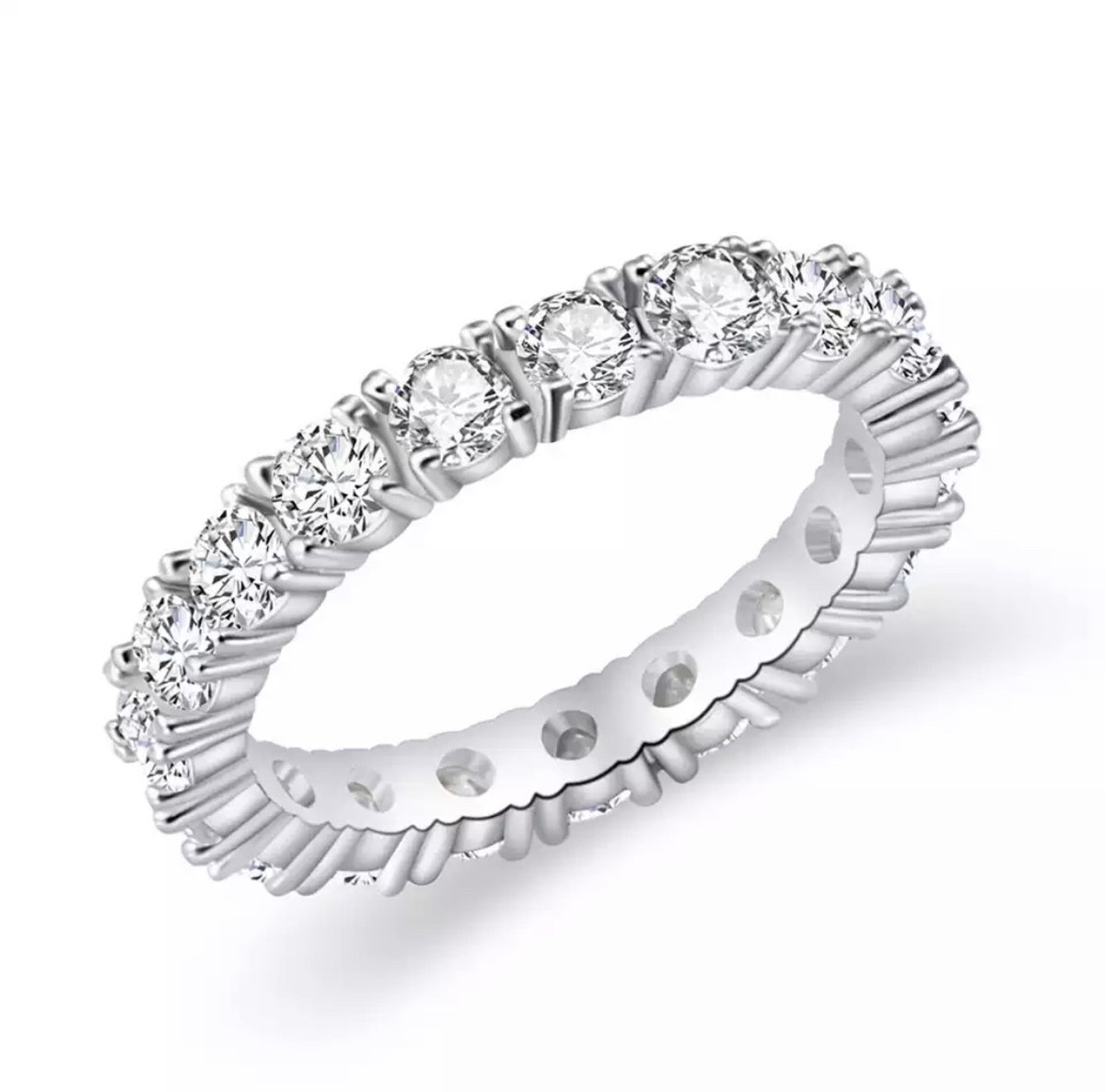 Tennis Ring Zilver Verguld | Zirkonia stenen | 19mm | Tennis Ringen | Sieraden | Valentijn | Valentijnscadeau