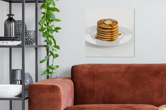 Pile de crêpes au beurre et au sirop toile 2cm 50x50 cm - Tirage photo sur toile (Décoration murale salon / chambre)