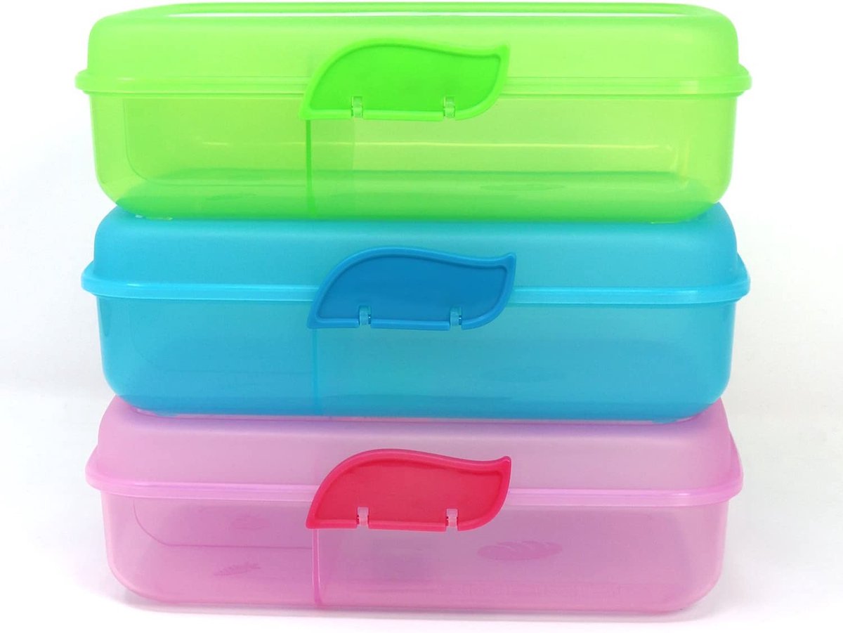 3x lunchbox voor onderweg - lunchbox met verdelers - opbergbox in verschillende kleuren