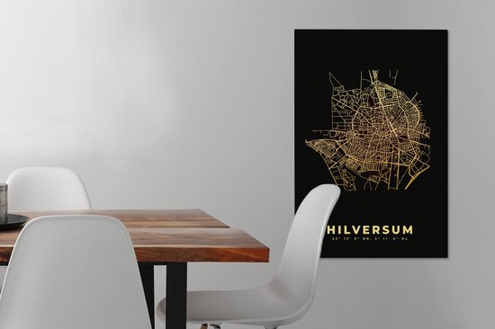 Carte de peinture sur toile - Hilversum - Plan de la ville - Carte - 60x90 cm - Décoration murale
