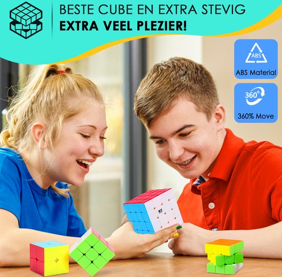 QY CUBE 4 in 1 Speed Cube Playset - 2x2 | 3x3 | 4x4 | 5x5 - Rubiks Cube Breinbreker - Incl. E-Book - Luxueuze Speedcube Giftset - QIYI CUBE