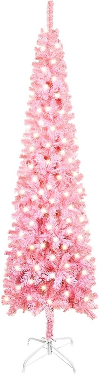 Prolenta Premium - Kerstboom met LED's smal 240 cm roze