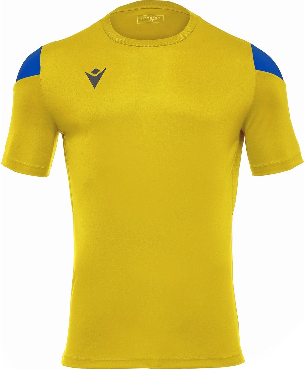Macron Polis Shirt Korte Mouw Heren - Geel / Royal | Maat: XL